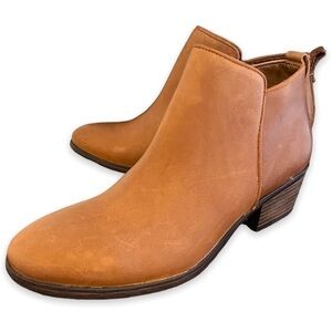 Michael by Michael Shannon Adaline Leather Ankle Boots, Cognac, Size 8.5